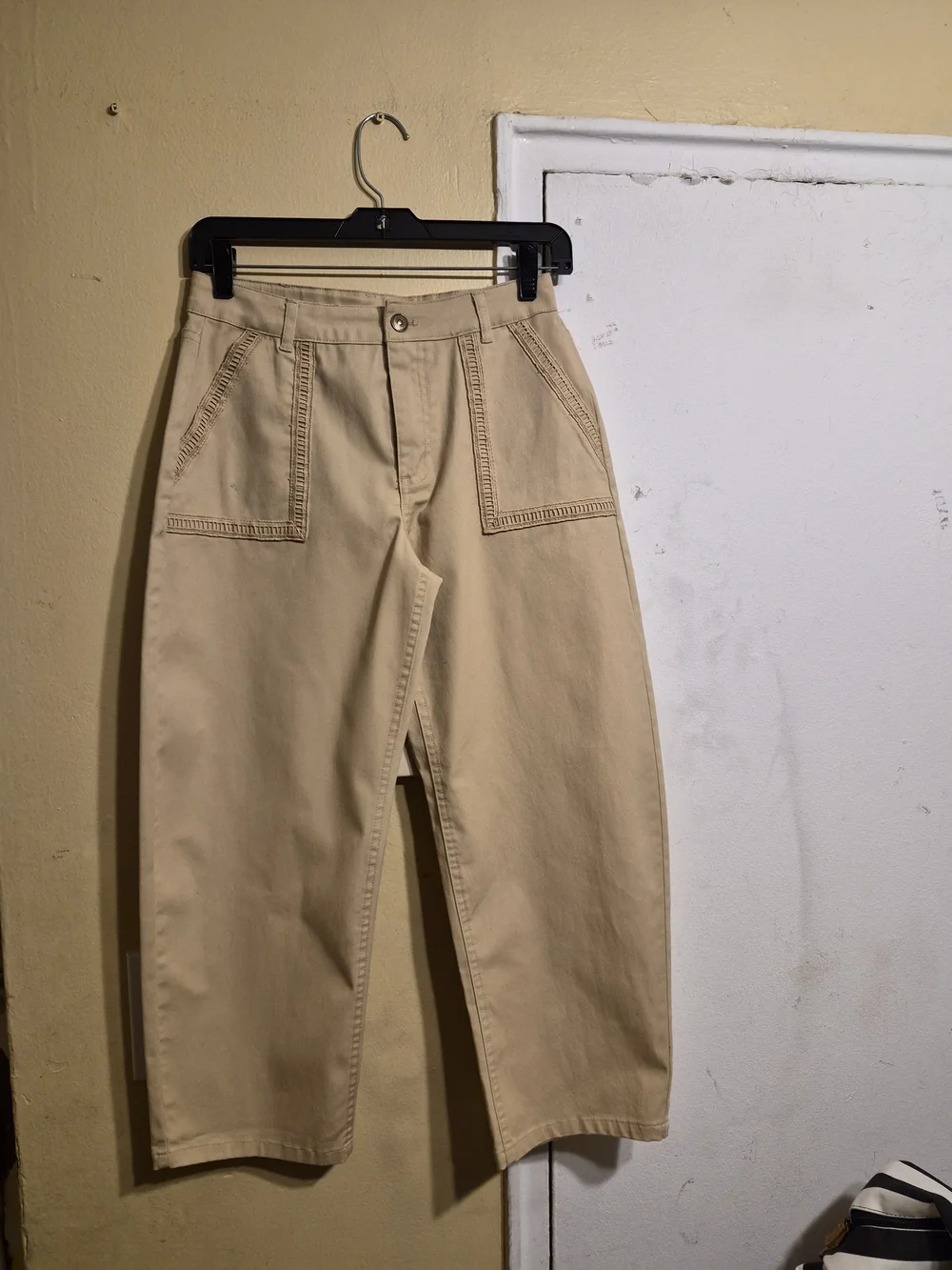 Owillo Kids Ladder Lace Embroidery Tan Khaki Pants - Classic Fit Size L